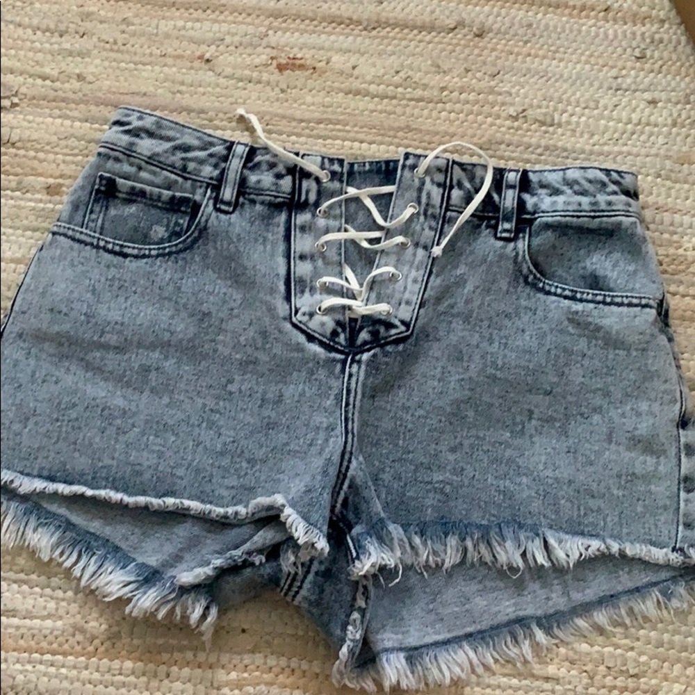 PACSUN high waisted shorts with tie closure.